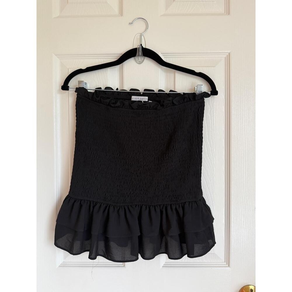 NWT A Love Like You Womens Small‎ Black  Smocked Tiered Mini Skirt